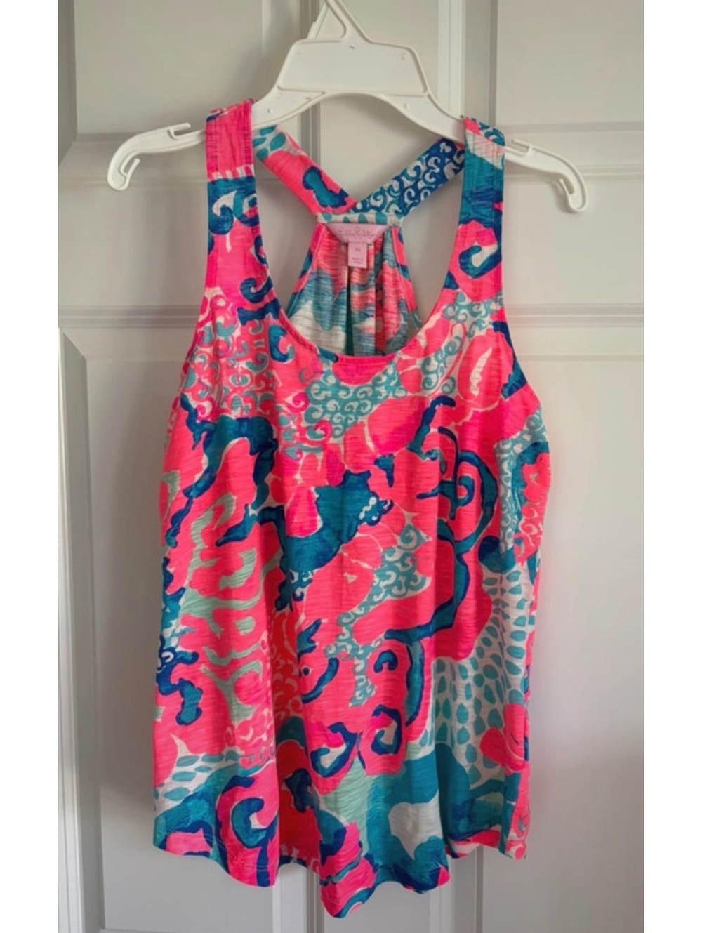 Lilly Pulitzer XS Cordelia Coral Reef I'm So Jelly  Patterned Racerback Tank Top